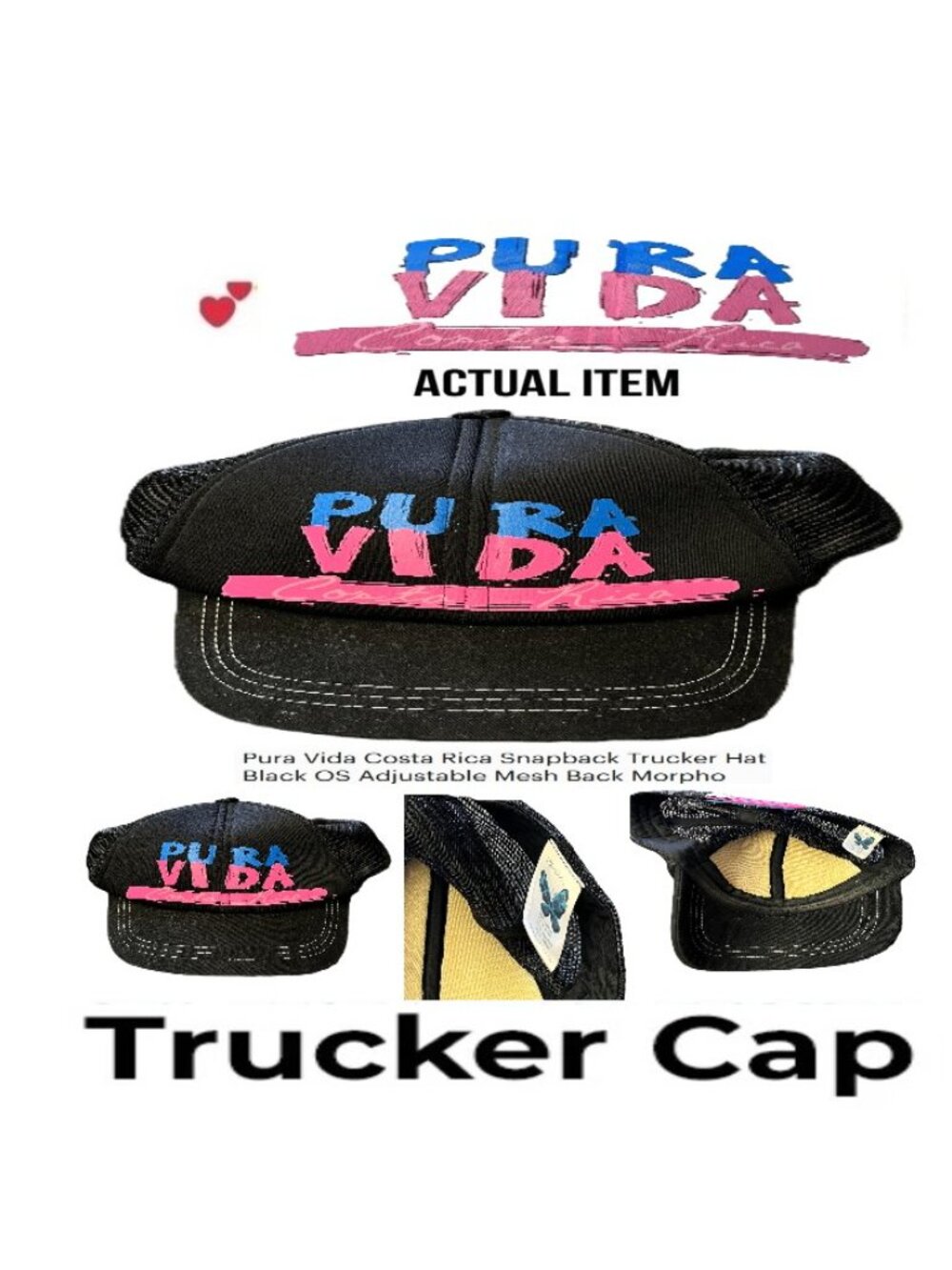 🛑 PURA VIDA 🆒 Snapback ➕ HAT Costa Rica CAP Logo Adjustable Mesh 💸BUY NOW❗